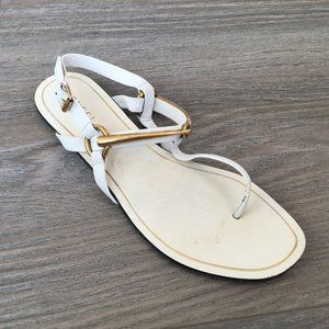 Women's Gucci Slingback Horsebit Sandals Shoes Size 38.5 EU/8.5 US Ivory Leather